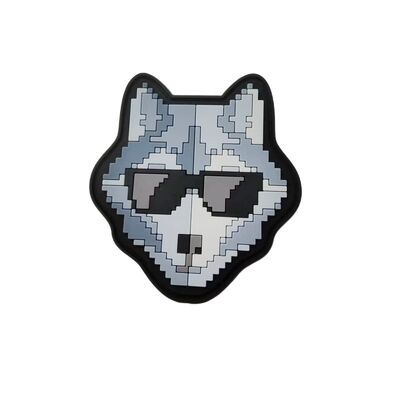 3D Силиконовая эмблема на заказ - Pixel Art Wolf Shape Силиконовый теплопередающий пластырь для одежды