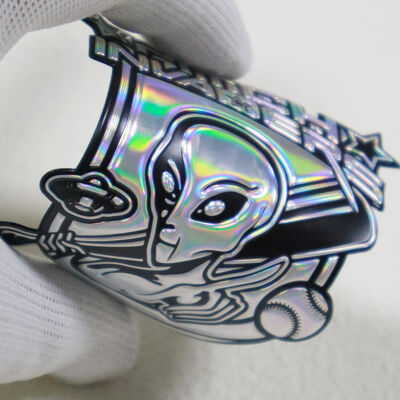 Индивидуальная радужная ТПУ накладка с напряжением - голографический 3D значок с логотипом инопланетянина для спортивной одежды